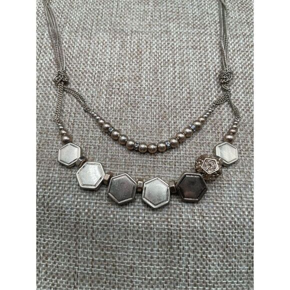 Vintage Kenneth Cole Gold Plated Necklace Double  Strand Geometric Style - Picture 4 of 11